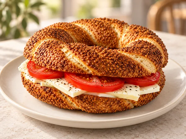 Simit Bread with Cheese & Tomato 